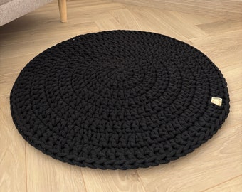 Kleiner schwarzer runder Teppich – waschbare Badezimmermatte, viele Farben und individuelle Größe