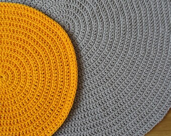 Tapis Jaune Moutarde Ronde Tapis Jaune Tapis Au Crochet Etsy