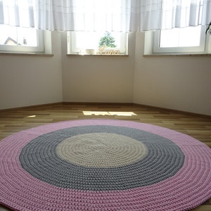 Pastel rug, Simple Modern Rug, Modern kids floor mat, crochet round rug, nursery crochet rug, round nursery rug, boho nursery rug, carpet zdjęcie 9