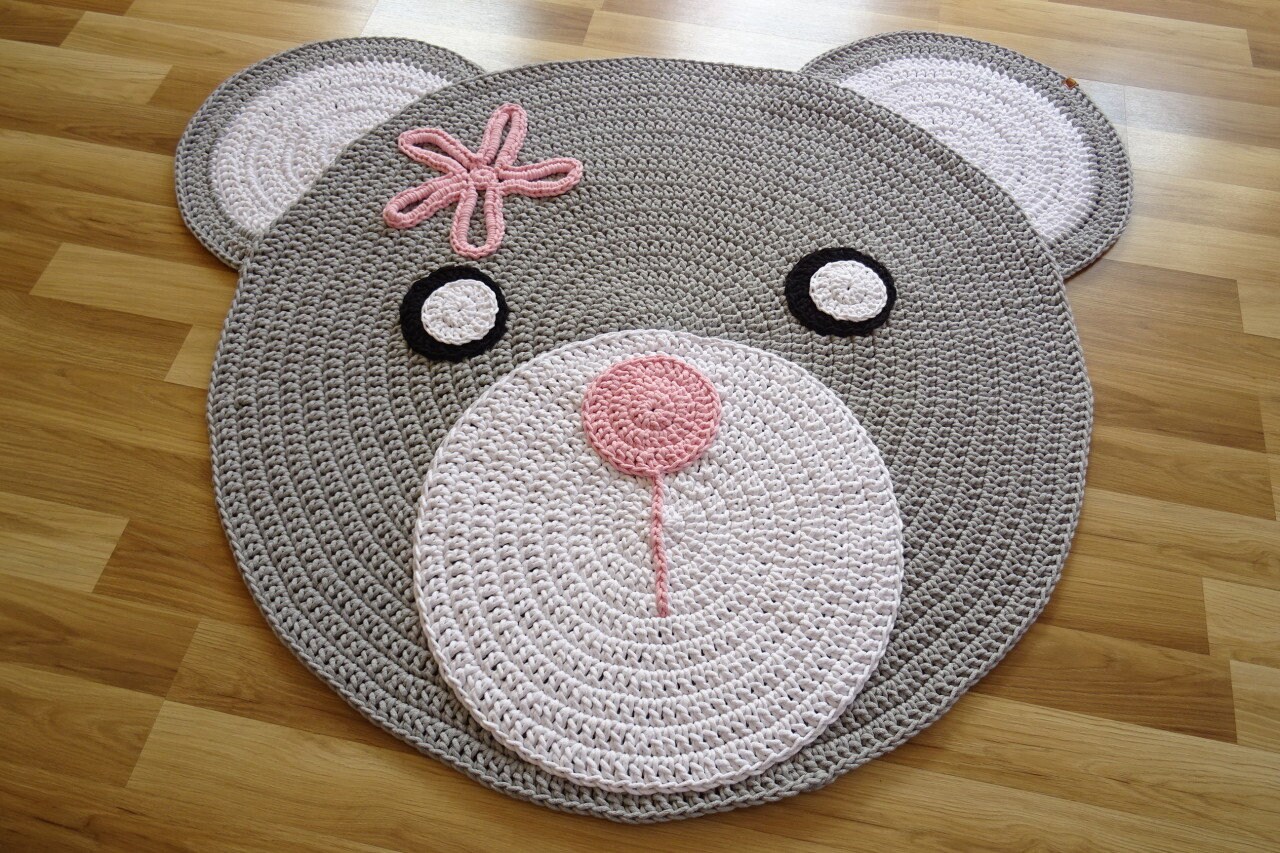 Woodland nursery rug toddler room decor round rug crochet Etsy