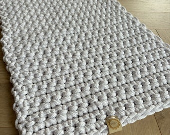 Small Runner Rug tamaño personalizado, alfombra de corredor blanco, corredor de pasillo, alfombra de baño pequeña, alfombra de baño cuadrada, regalo de apartamento nuevo, alfombra de área boho