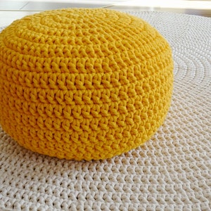 Handmade Custom Yellow Pouf Ottoman - Scandinavian Boho Home Decor for Kids Room