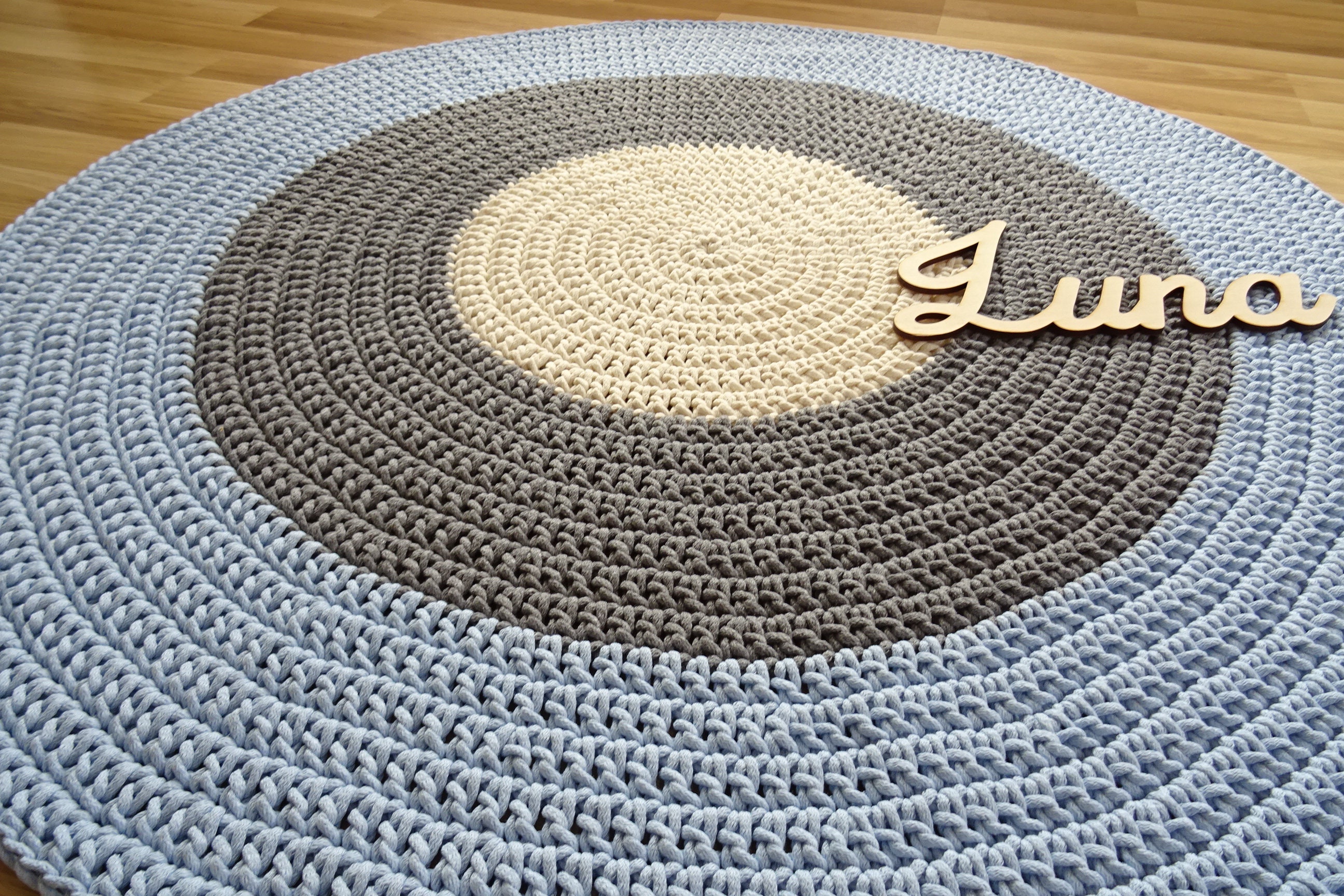 ROUND BLUE RUG small handmade rug round blue rug cotton rug Etsy Polska