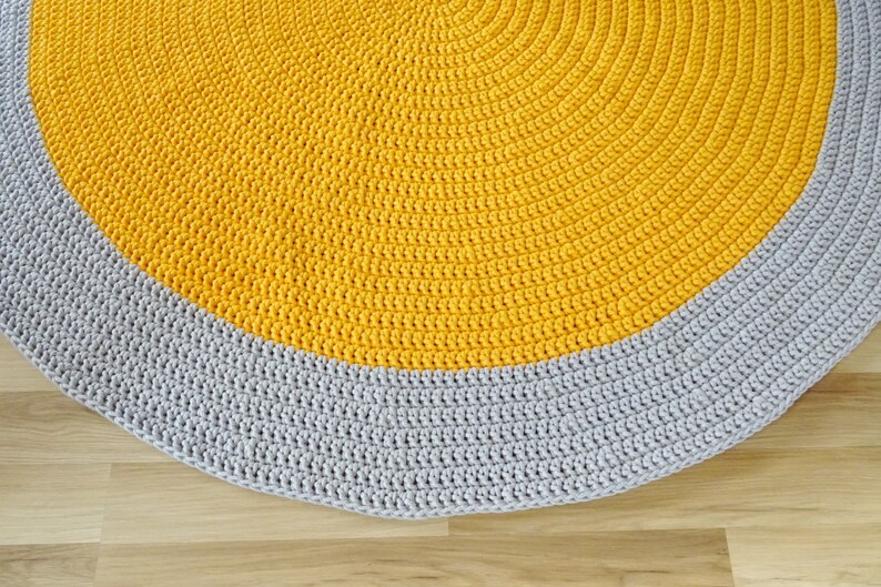 Tapis crochet jaune, tapis crochet, tapis rond, tapis jaune, tapis crochet pour crèche, tapis tressé pour chambre denfants, décor de chambre pour tout-petits, tapis de zone image 5