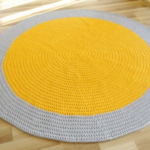 Tapis crochet jaune, tapis crochet, tapis rond, tapis jaune, tapis crochet pour crèche, tapis tressé pour chambre denfants, décor de chambre pour tout-petits, tapis de zone image 10