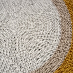 Alfombra de crochet color crema, alfombra redonda color crema, alfombra infantil, alfombra moderna, alfombra redonda, alfombra redonda pequeña, alfombra de algodón, alfombra escandinava, alfombra de mediados de siglo