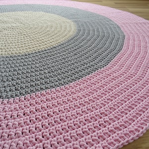 Pastel rug, Simple Modern Rug, Modern kids floor mat, crochet round rug, nursery crochet rug, round nursery rug, boho nursery rug, carpet zdjęcie 7