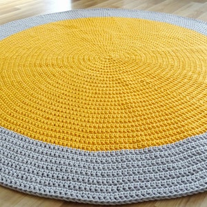 Rug yellow crochet, crochet rug, round rug, yellow rug, crochet carpet for nursery, braided rug for kids room, toddler room decor, area rug image 9