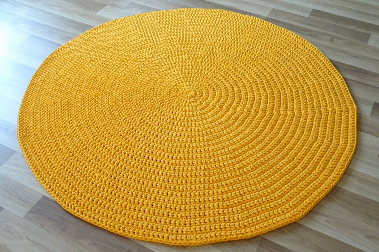Yellow round rug crochet rug small round rug small braided Etsy