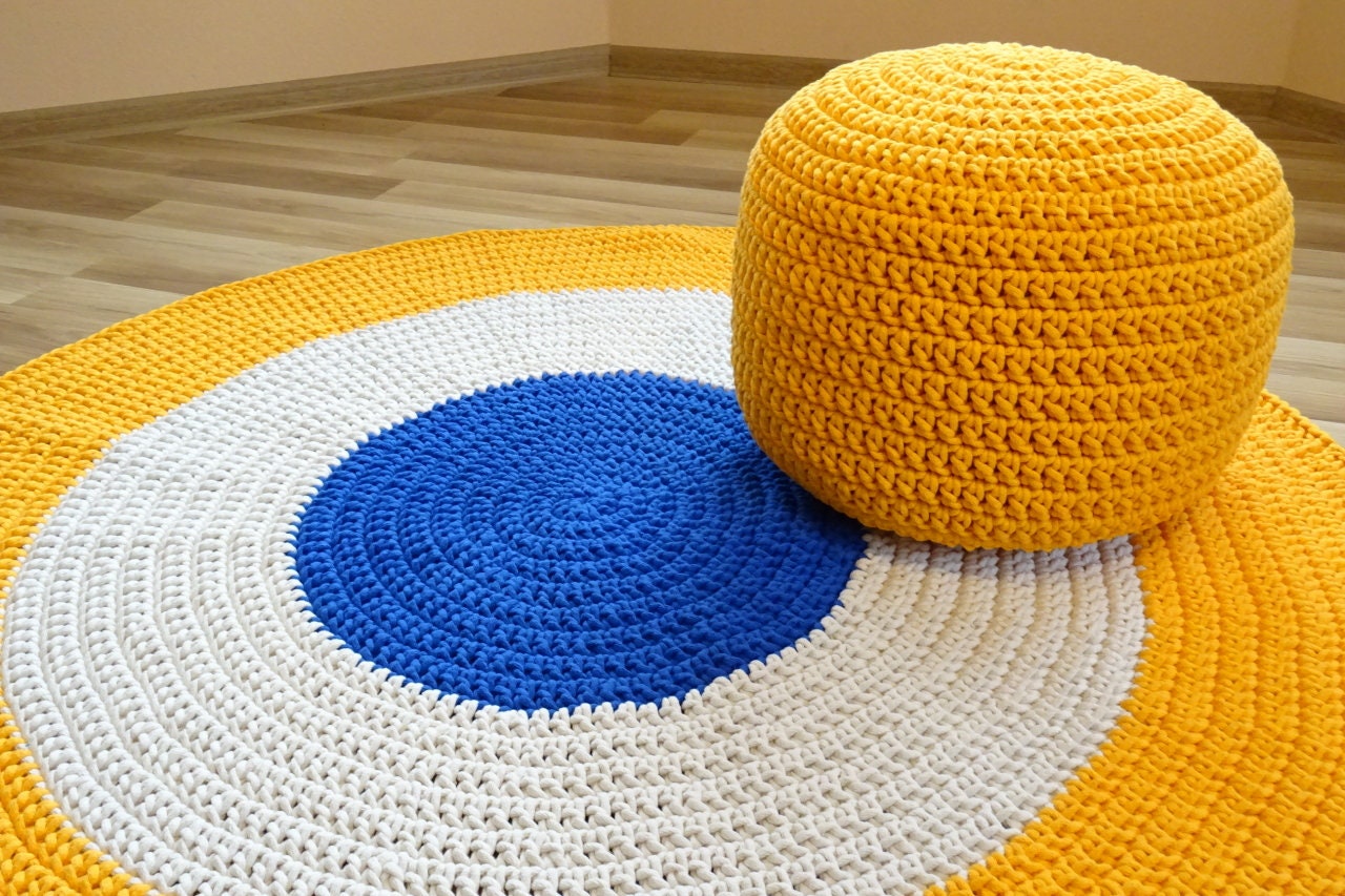 Modern Rug Round, Giant Crochet Rug - Etsy