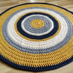 Gender neutral nursery rug, yellow round rug, crochet round rug, crochet carpet for nursery, toddler room decor, large area rug, small rug image 5