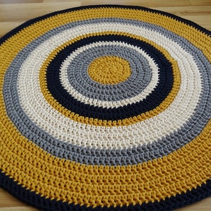 Gender neutral nursery rug, yellow round rug, crochet round rug, crochet carpet for nursery, toddler room decor, large area rug, small rug image 10