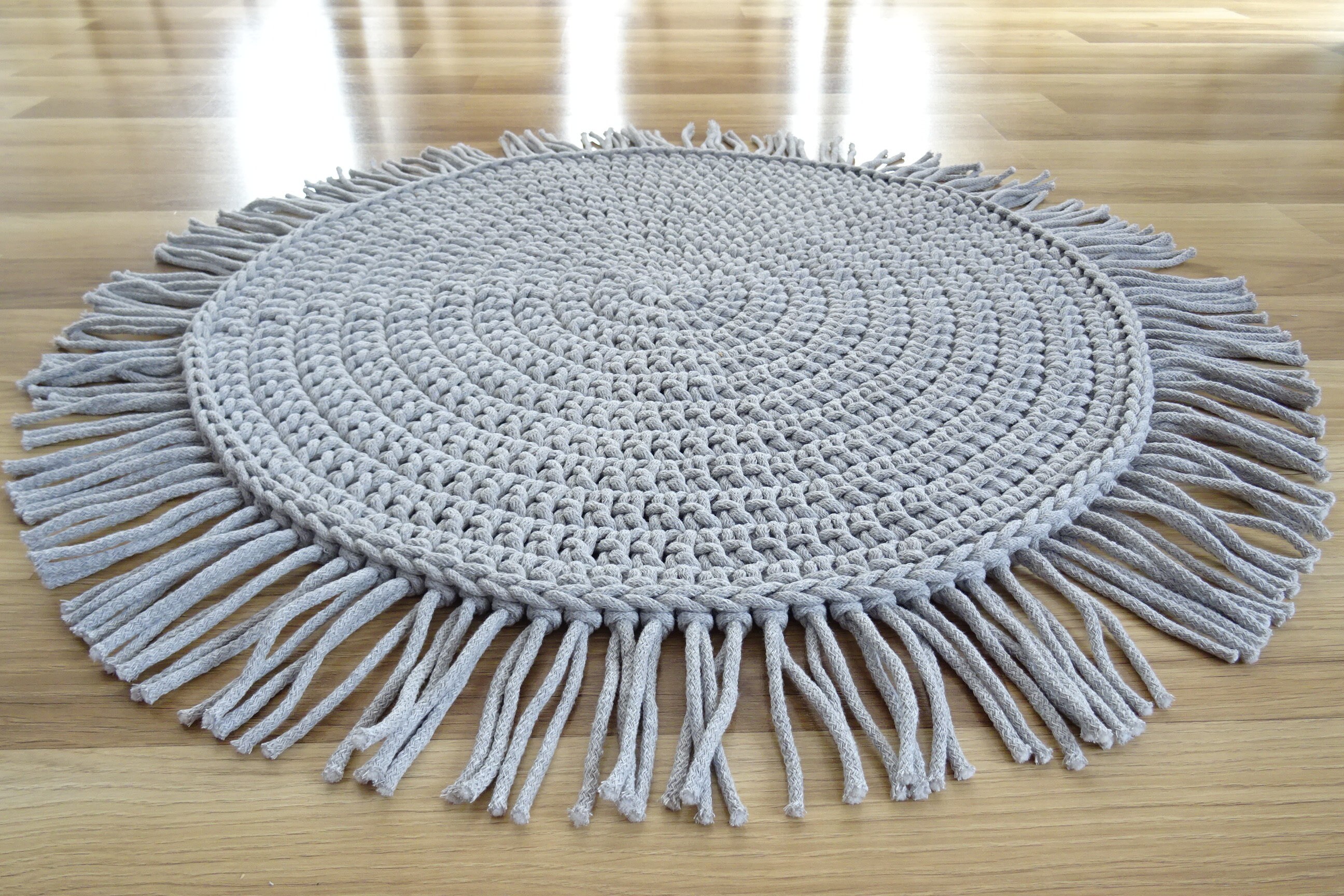 Gray Round Rug With Fringe Small Round Rug Gray Boho Rug Etsy UK