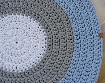 Crochet mat blue, nursery rugs, nursery decor boy, blue round rug, crochet bathroom carpet, crochet round rug, braided rug, washable rug