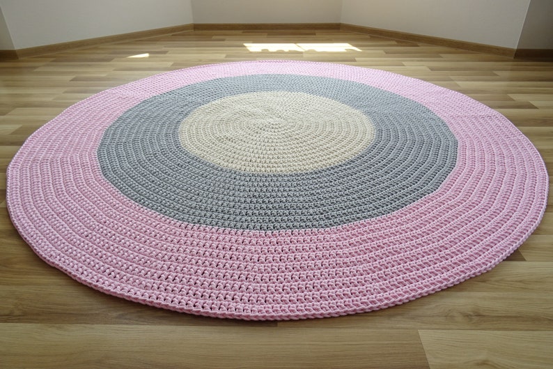 Pastel rug, Simple Modern Rug, Modern kids floor mat, crochet round rug, nursery crochet rug, round nursery rug, boho nursery rug, carpet zdjęcie 2