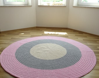 Pastel rug, Simple Modern Rug, Modern kids floor mat, crochet round rug, nursery crochet rug, round nursery rug, boho nursery rug, carpet