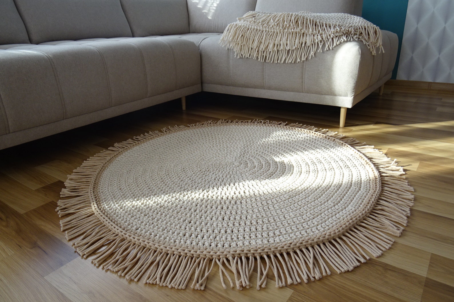 Boho Nursery Rug Round Rug With Fringe Ivory Round Rug Rug Etsy