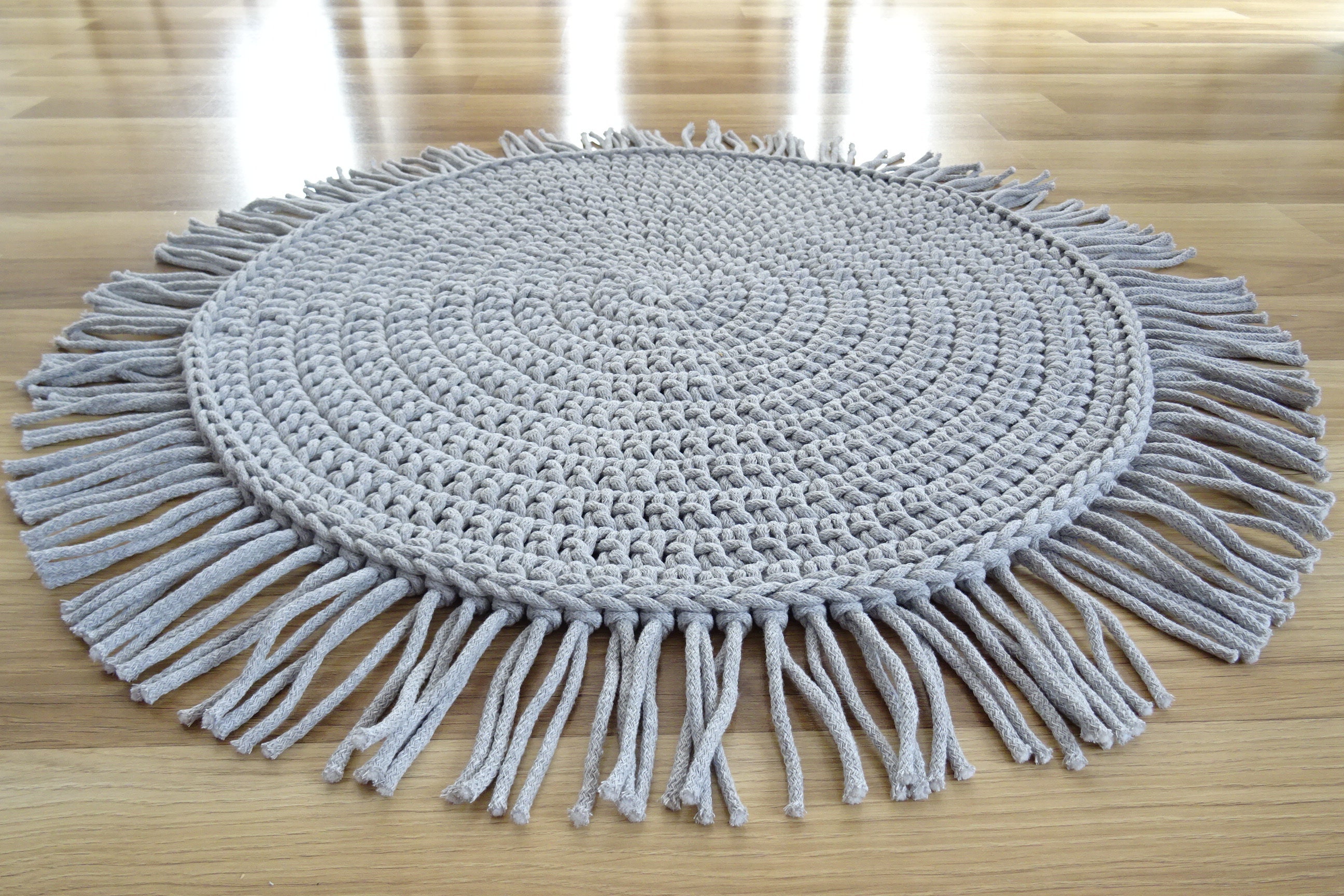 Gray Round Rug With Fringe Small Round Rug Gray Boho Rug Etsy UK