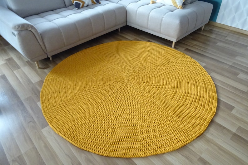 Yellow Round Rug Large Round Rug Yellow Crochet Rug Toddler Etsy