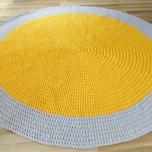 Tapis crochet jaune, tapis crochet, tapis rond, tapis jaune, tapis crochet pour crèche, tapis tressé pour chambre denfants, décor de chambre pour tout-petits, tapis de zone image 3