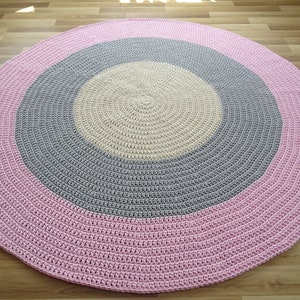 Pastel rug, Simple Modern Rug, Modern kids floor mat, crochet round rug, nursery crochet rug, round nursery rug, boho nursery rug, carpet zdjęcie 4