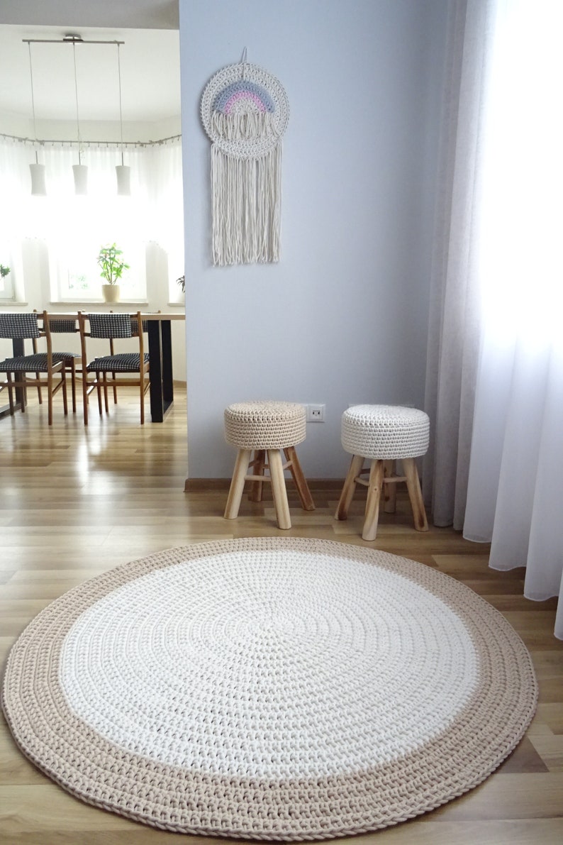 Cream Rag Rug Round Rug for Nursery Natural Round Rug Round Etsy Denmark