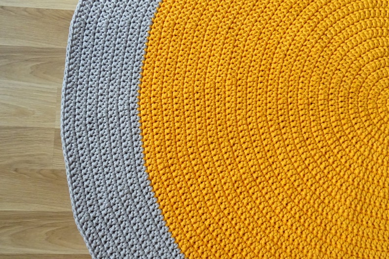 Rug yellow crochet, crochet rug, round rug, yellow rug, crochet carpet for nursery, braided rug for kids room, toddler room decor, area rug image 4