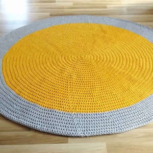 Rug yellow crochet, crochet rug, round rug, yellow rug, crochet carpet for nursery, braided rug for kids room, toddler room decor, area rug image 6