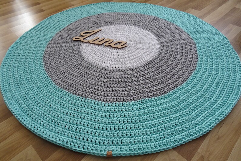 Crocheted Rug Nursery Rug Rug Round Toddler Room Decor Boy Etsy