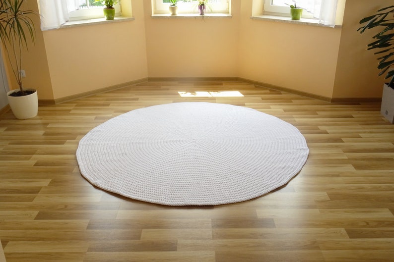 White Round Rug Large Area Rugs Living Room Braided Decorative Cotton Modern Carpet