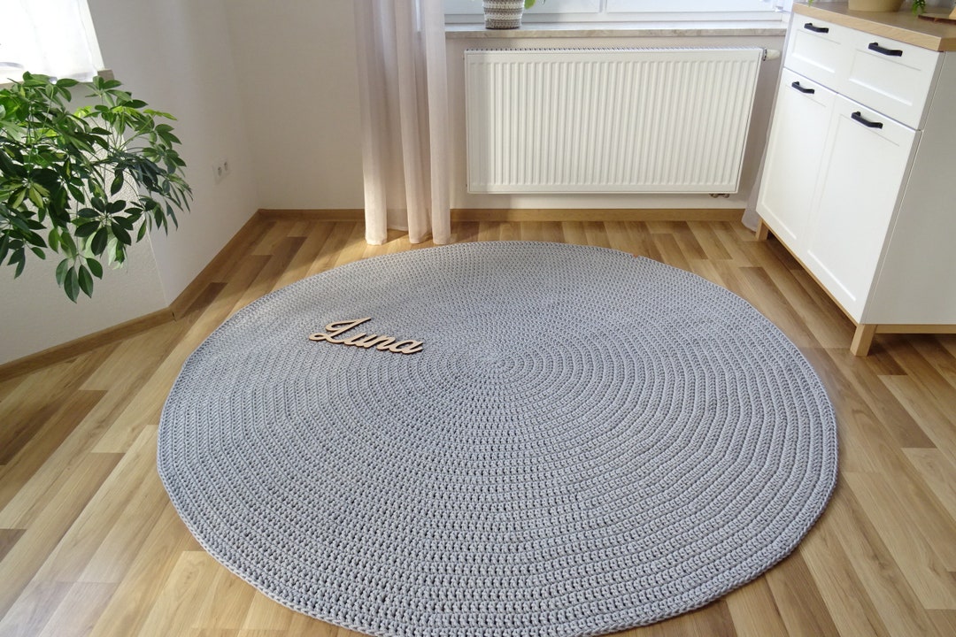 Large Gray Rug LARGE COTTON RUG Handmade Rug Round Gray Etsy