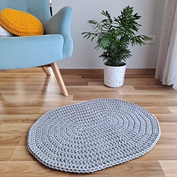 Oval Teppiche klein für Bad, kleiner Badteppich, Badteppich, ovaler Teppich häkeln, waschbarer Teppich, Küchenteppich, handgemachter kleiner Teppich aus Baumwolle