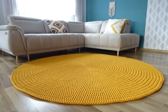 Tapis scandinave rond - Cosy Arch jaune ocre 100 cm rond