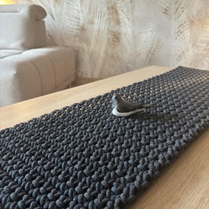 Handmade Dark Gray Table Runner - Farmhouse Christmas Decor, Washable Cotton, Gift for Home, Unique Home Decor, Modern Table Runner,
