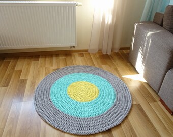 Nursery rug, nursery floor rugs, girls room rug, baby room decor crochet, crochet rug modern, round rug bedroom, small round rugs, carpet