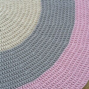 Pastel rug, Simple Modern Rug, Modern kids floor mat, crochet round rug, nursery crochet rug, round nursery rug, boho nursery rug, carpet zdjęcie 10