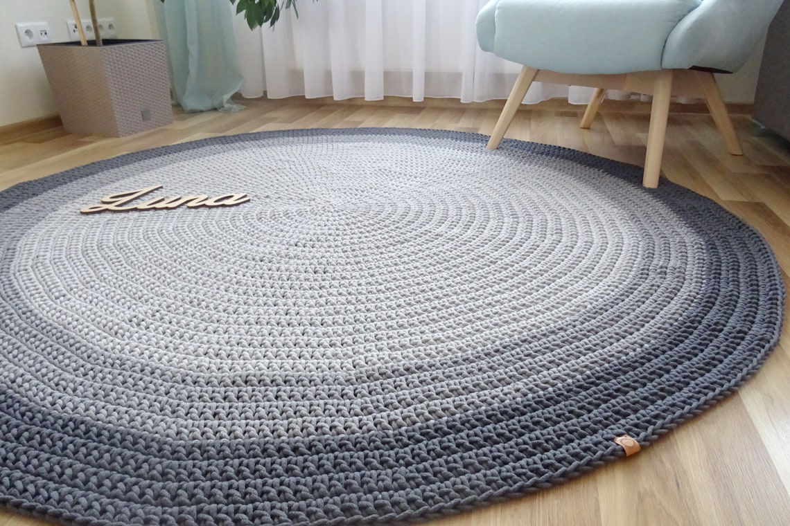 LARGE ROUND RUG Nursery Rug Crochet Rug Nursery Decor Boy Etsy
