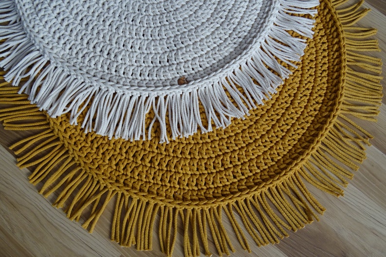 Mustard Yellow Round Rug Boho Carpet Round Bath Mat Boho Round Etsy