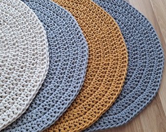 Handmade oval Rug, Crochet Rug, cotton washable bathroom mat, toddler room decor, nursery decor mustard grey, oval area rug, kitchen rug