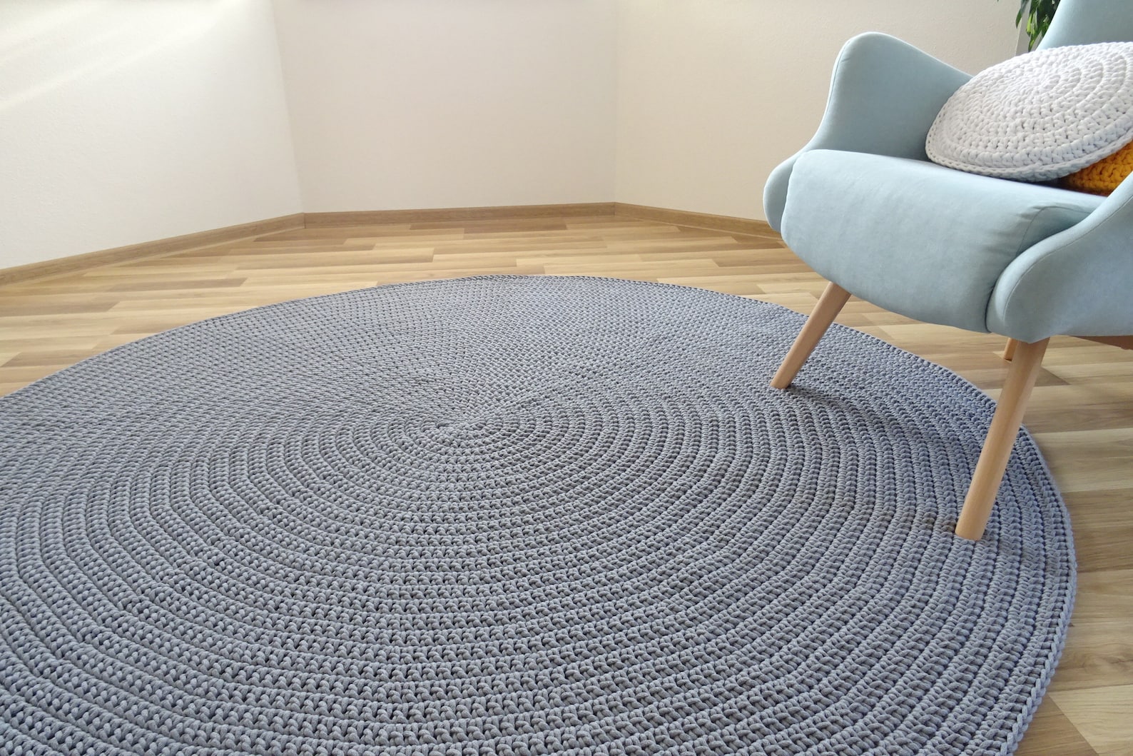 Large Round Living Room Rug Round Rug Under Round Table Gray Etsy