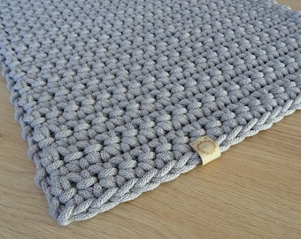 Tapis de passage au crochet, tapis carré fait main, tapis de salle de bain, tapis lavable rectangle, tapis au crochet gris, décoration de chambre pour tout-petit, tapis moderne, tapis en coton