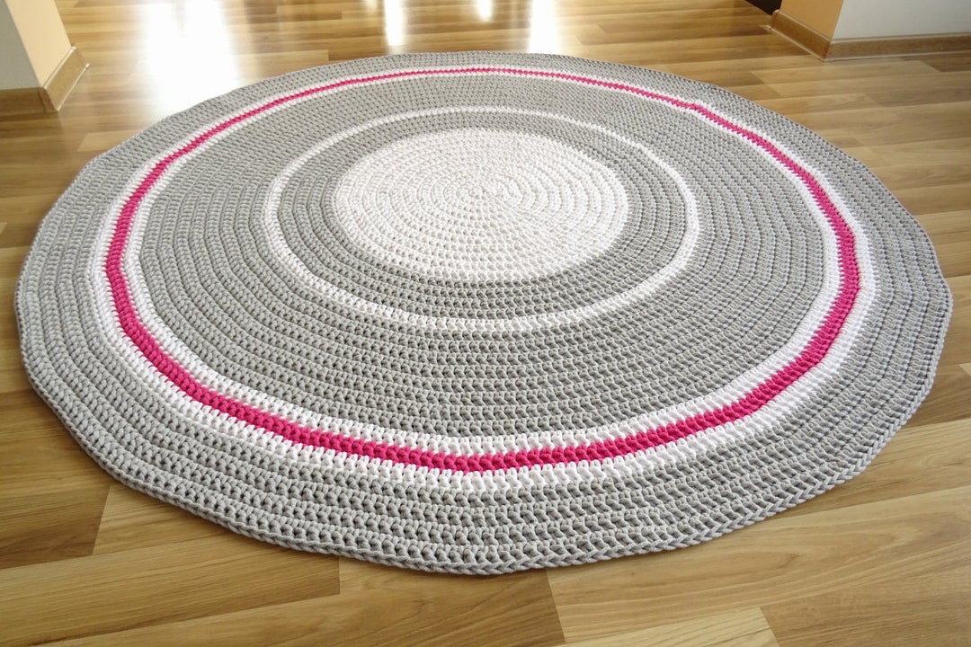 Round Rug, Crochet Carpet, Baby Rugs, Crochet Rug, Nursery Decor Girl ...