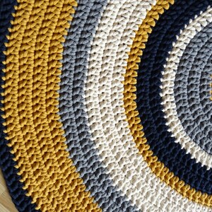 Gender neutral nursery rug, yellow round rug, crochet round rug, crochet carpet for nursery, toddler room decor, large area rug, small rug image 6