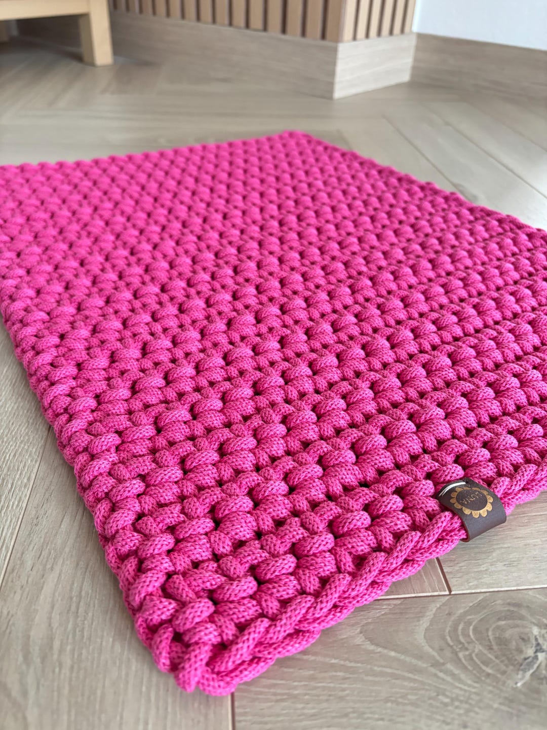 Pink Bath Mat Runner Rectangular Rug Cotton Handmade Bathroom Mat Pink ...