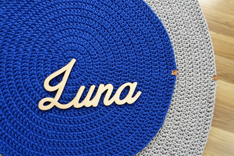 Blue Nursery Rug Crochet Round Rug Small Round Rug Braided Etsy