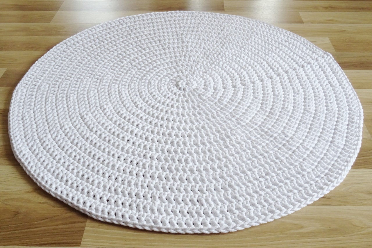White round rug nursery decor white white carpet bathroom Etsy
