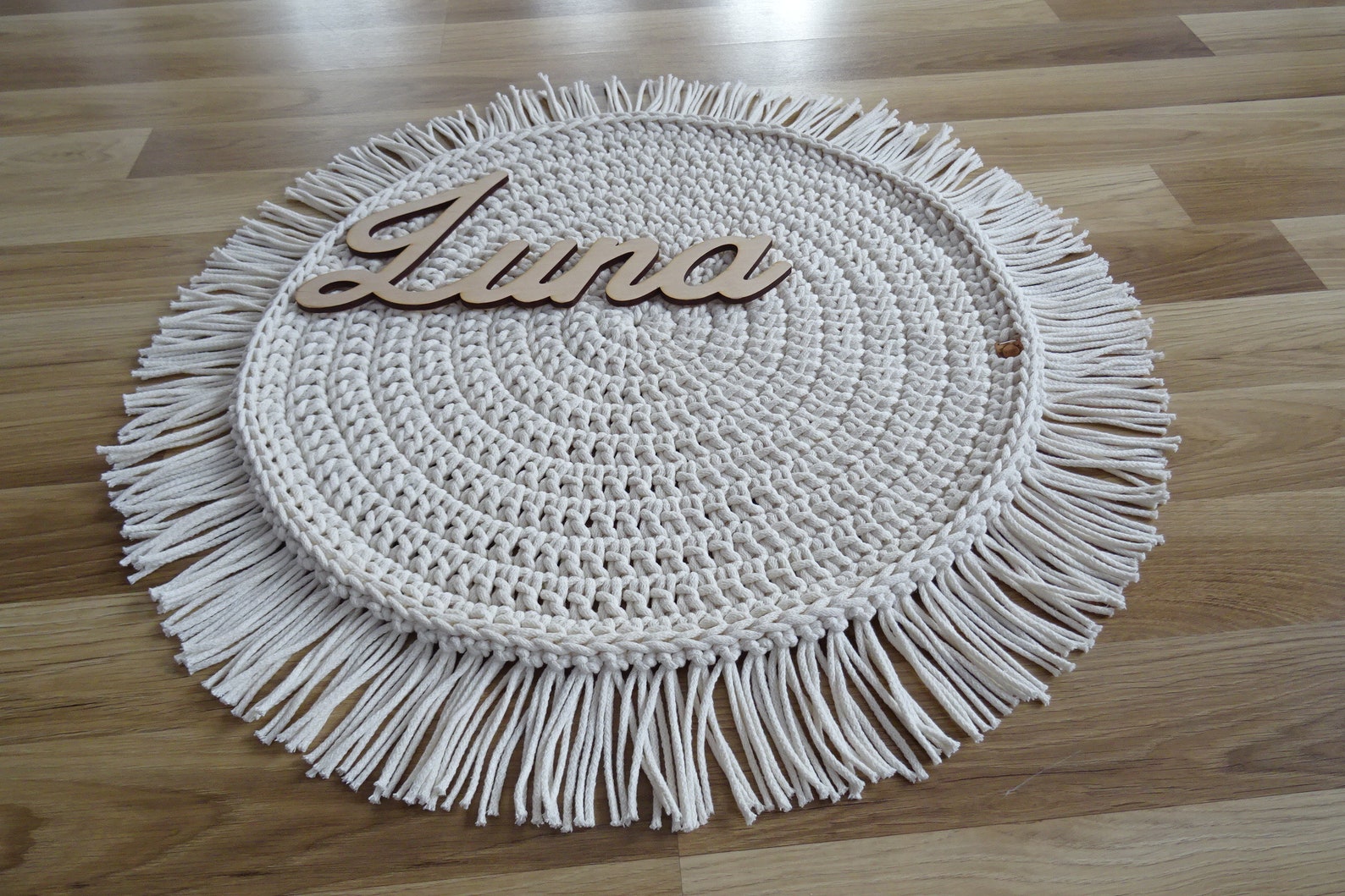 Boho Round Rug With Tassels Ivory Round Rug Boho Nursery Etsy