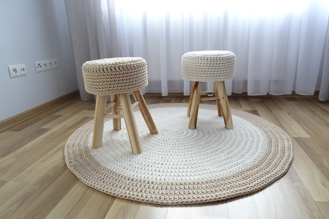 Cream Rag Rug Round Rug for Nursery Natural Round Rug Round Etsy