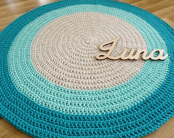 Play mat baby mint, braided round rug, toddler room decor, round rug for kids room, crochet carpet, smal round rug, giant round rug,