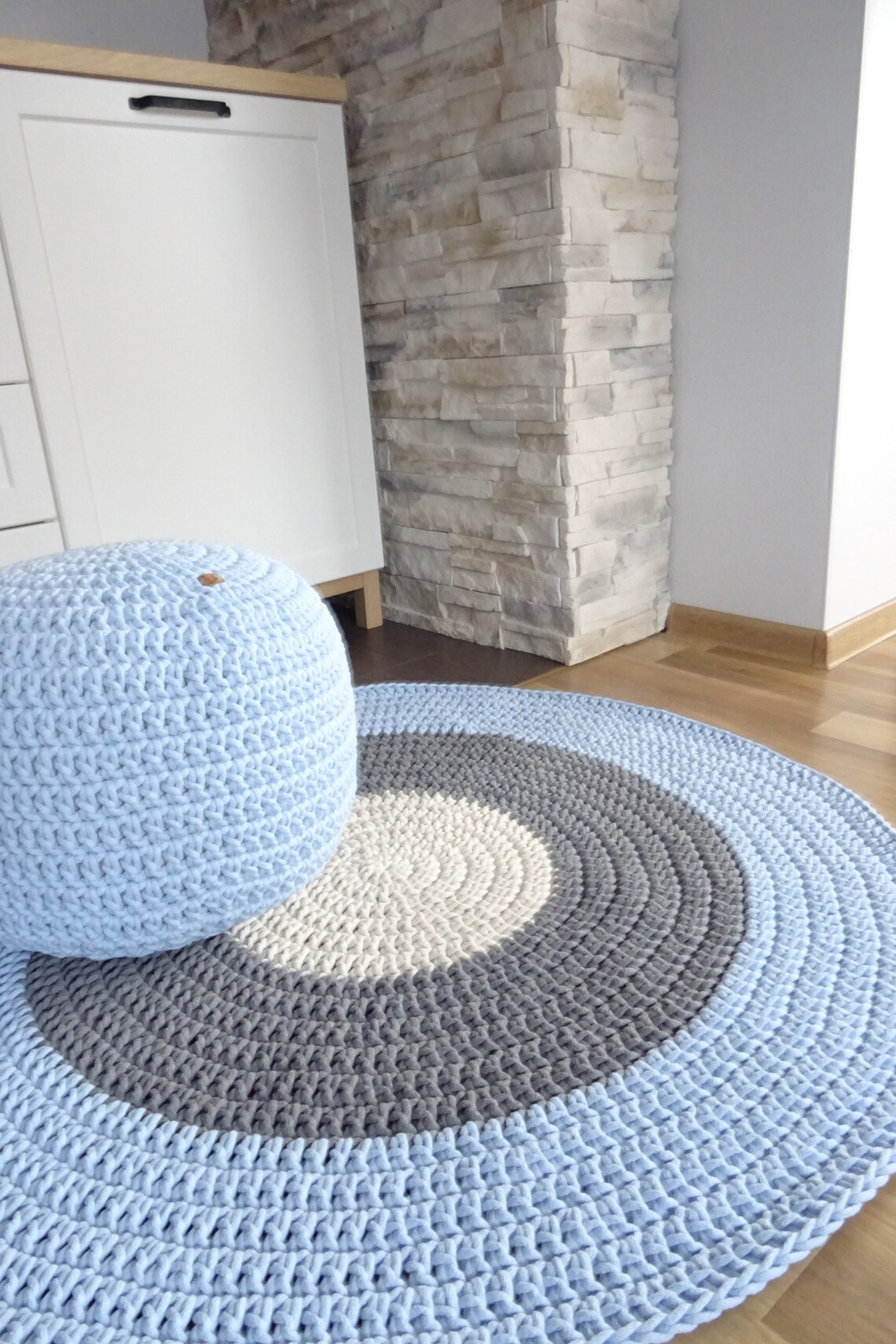 ROUND BLUE RUG Small Handmade Rug Round Blue Rug Cotton Rug Etsy